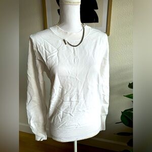 Louis Vuitton white knit sweater with chain